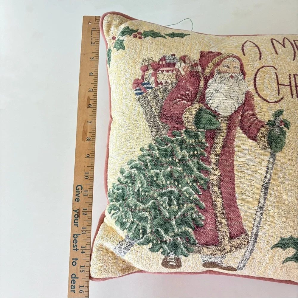 Riverdale Christmas Decor “A Merry Christmas To All” Santa Throw Pillow 16x15.5”